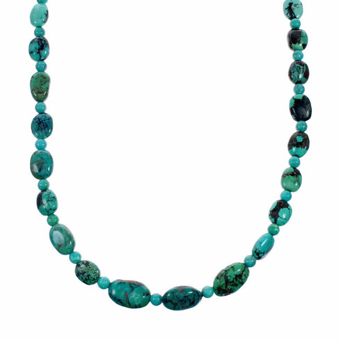 Navajo Sterling Silver Turquoise Bead Necklace SX10562