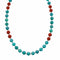 Turquoise Coral Sterling Silver Native American Bead Necklace SX10567
