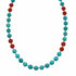Turquoise Coral Sterling Silver Native American Bead Necklace SX10567