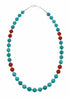 Turquoise Coral Sterling Silver Native American Bead Necklace SX10567
