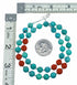 Turquoise Coral Sterling Silver Native American Bead Necklace SX10567