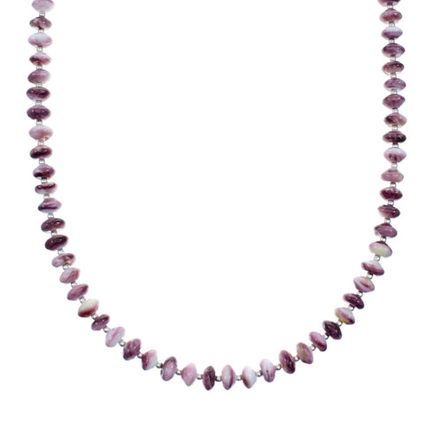 Navajo Purple Oyster Shell Sterling Silver Bead Necklace SX10568