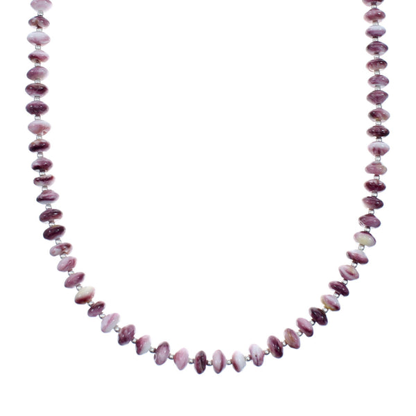 Navajo Purple Oyster Shell Sterling Silver Bead Necklace SX10568
