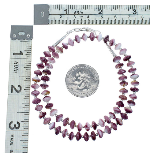 Navajo Purple Oyster Shell Sterling Silver Bead Necklace SX10568