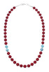 Coral Turquoise Sterling Silver Native American Bead Necklace SX10563