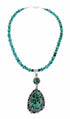 Genuine Navajo Turquoise Sterling Silver Necklace Pendant Set SX10569