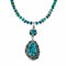 Unique Navajo Turquoise Sterling Silver Necklace Pendant Set SX10570