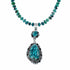Unique Navajo Turquoise Sterling Silver Necklace Pendant Set SX10570
