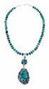 Unique Navajo Turquoise Sterling Silver Necklace Pendant Set SX10570