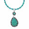 Unique Navajo Turquoise Sterling Silver Necklace Pendant Set SX10571