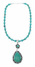 Unique Navajo Turquoise Sterling Silver Necklace Pendant Set SX10571