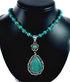 Unique Navajo Turquoise Sterling Silver Necklace Pendant Set SX10571