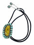 Genuine Navajo Sterling Silver Turquoise And Amber Bolo Tie SX10592