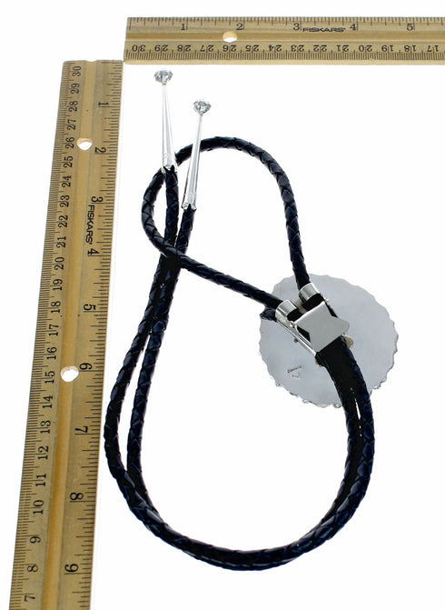 Genuine Navajo Native American Sterling Silver Turquoise Bolo Tie SX10593