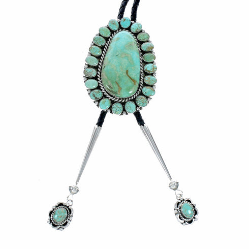 Genuine Navajo Sterling Silver Turquoise Bolo Tie SX10595