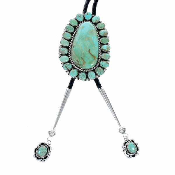 Genuine Navajo Sterling Silver Turquoise Bolo Tie SX10595