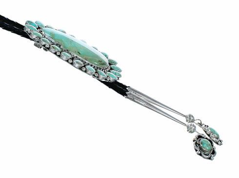 Genuine Navajo Sterling Silver Turquoise Bolo Tie SX10595