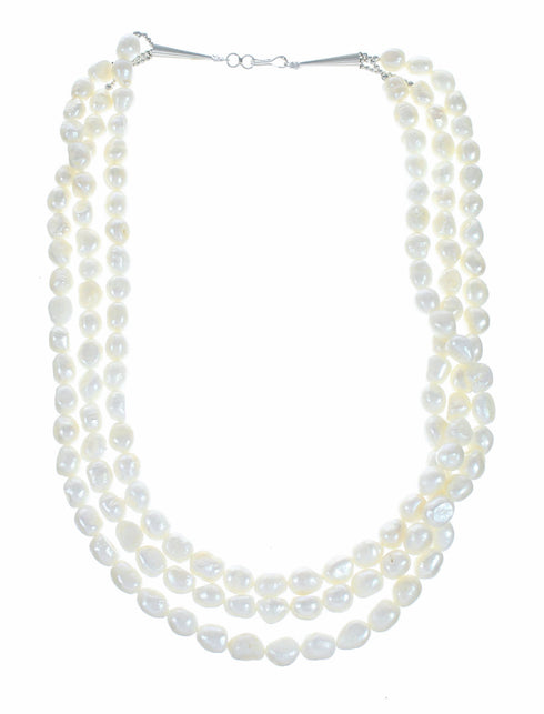 Sterling Silver Freshwater Pearl 3-Strand Extra Long Bead Necklace SX10610