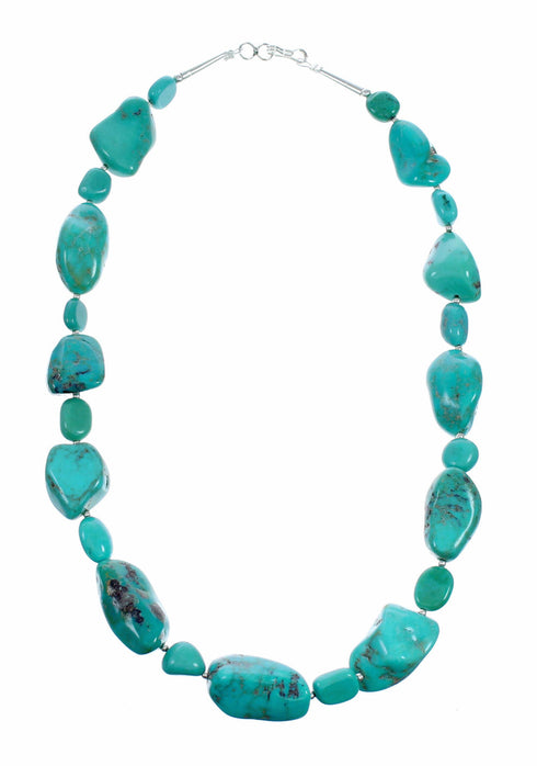 Navajo Sterling Silver Turquoise Bead Necklace SX10600