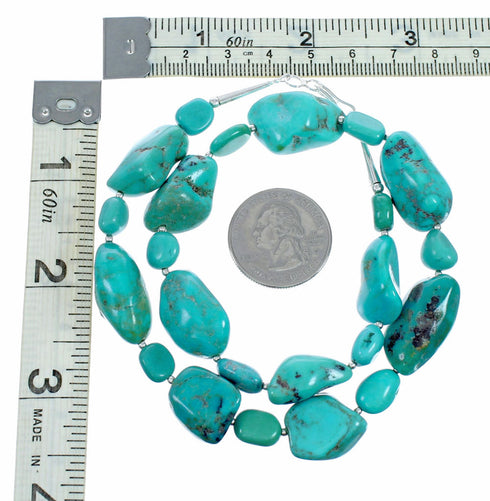 Navajo Sterling Silver Turquoise Bead Necklace SX10600