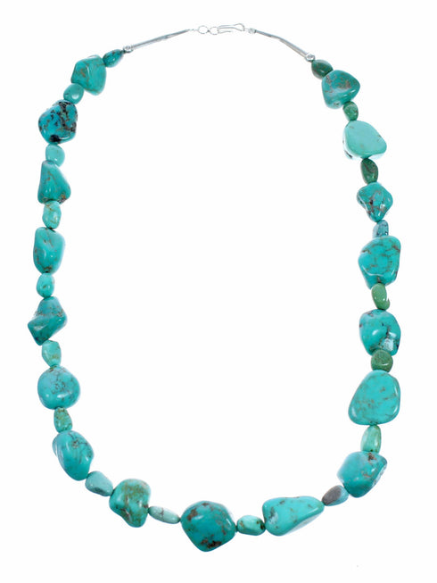 Unique Navajo Sterling Silver Turquoise Bead Necklace SX10601