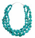 Sterling Silver Kingman Turquoise Navajo Indian 3-Strand Chunky Bead Necklace SX10602