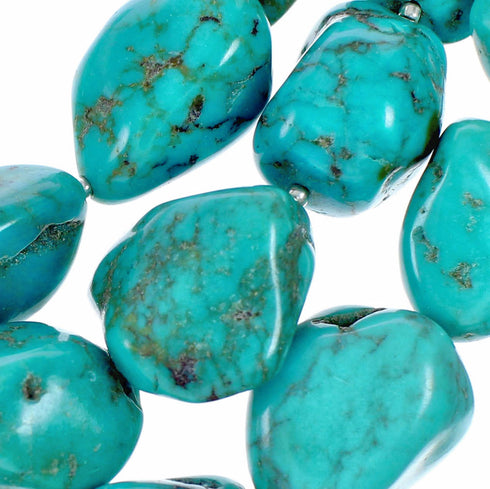 Sterling Silver Kingman Turquoise Navajo Indian 3-Strand Chunky Bead Necklace SX10602