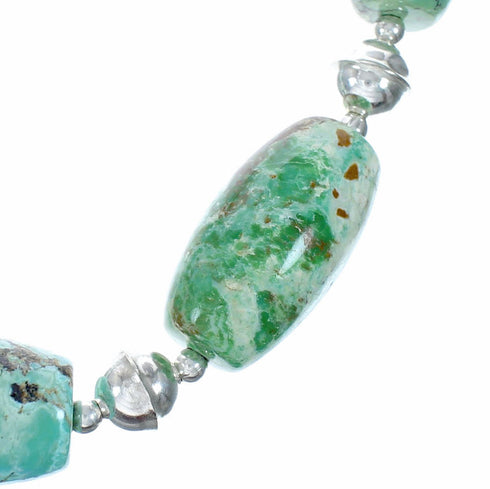 Navajo Genuine Turquoise Sterling Silver Bead Necklace SX10598