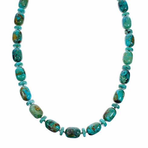 Genuine Navajo Indian Sterling Silver Turquoise Bead Necklace SX10603
