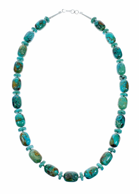 Genuine Navajo Indian Sterling Silver Turquoise Bead Necklace SX10603
