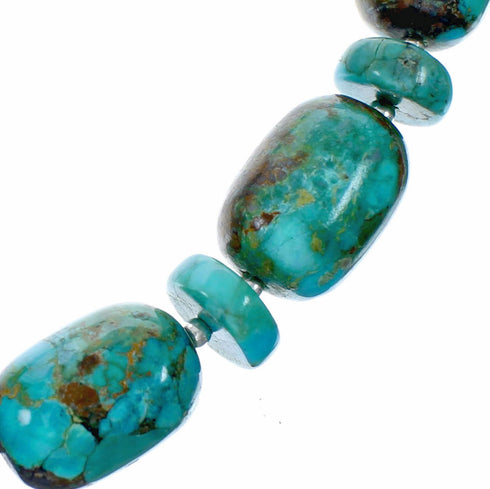 Genuine Navajo Indian Sterling Silver Turquoise Bead Necklace SX10603