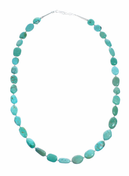 Navajo Turquoise Sterling Silver Native American Jewelry Bead Necklace SX10599