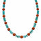 Turquoise Coral Sterling Silver Native American Bead Necklace SX10604