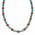 Turquoise Coral Sterling Silver Native American Bead Necklace SX10604