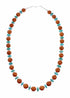 Turquoise Coral Sterling Silver Native American Bead Necklace SX10605