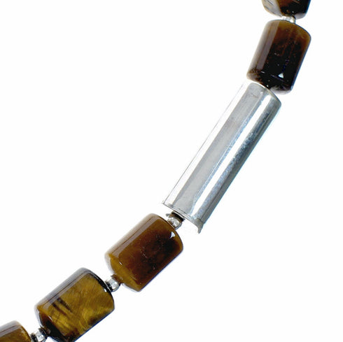Genuine Navajo Tiger Eye Silver Bead Necklace SX10609