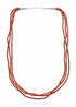 Red Coral Sterling Silver 3-Strand Native American Bead Necklace SX10620