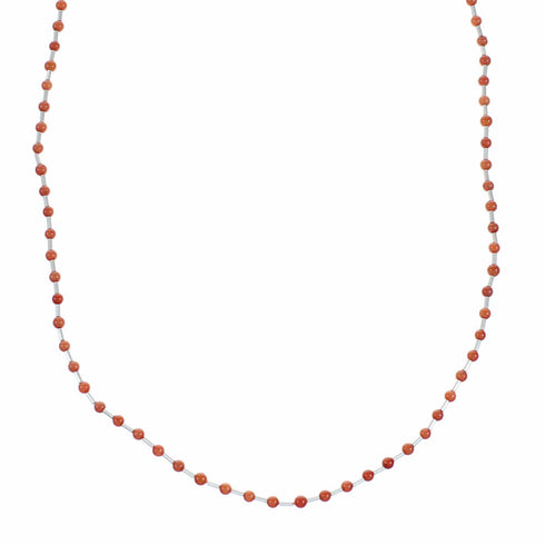 Native American Coral Hand Strung Liquid Silver Necklace SX10621