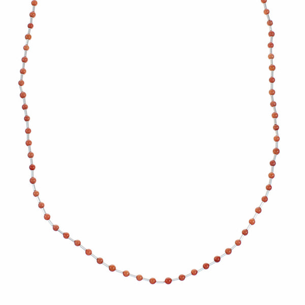Native American Coral Hand Strung Liquid Silver Necklace SX10621