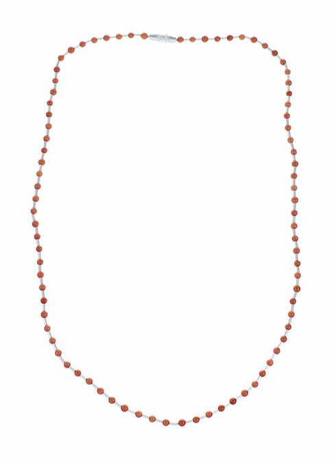 Native American Coral Hand Strung Liquid Silver Necklace SX10621