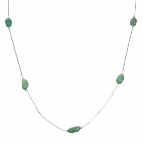 Native American Liquid Sterling Silver Turquoise Bead Necklace SX10616
