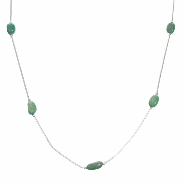 Native American Liquid Sterling Silver Turquoise Bead Necklace SX10616