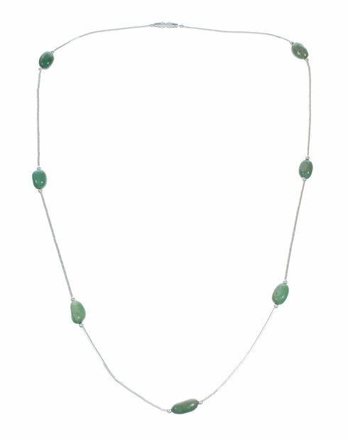 Native American Liquid Sterling Silver Turquoise Bead Necklace SX10616