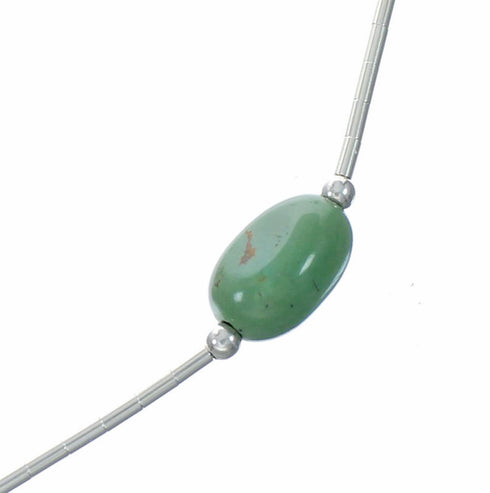 Native American Liquid Sterling Silver Turquoise Bead Necklace SX10616