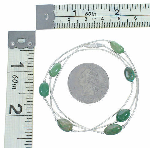 Native American Liquid Sterling Silver Turquoise Bead Necklace SX10616