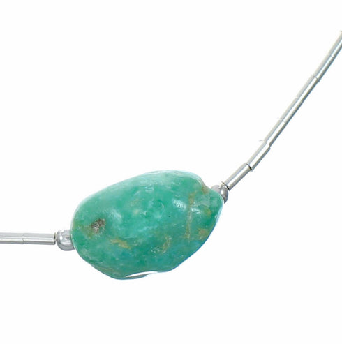 Native American Liquid Sterling Silver Turquoise Bead Necklace SX10617