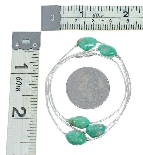 Native American Liquid Sterling Silver Turquoise Bead Necklace SX10617