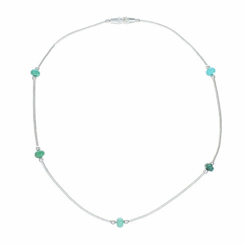Liquid Silver And Turquoise Bead Anklet SX10619