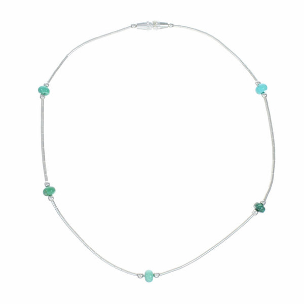 Liquid Silver And Turquoise Bead Anklet SX10619