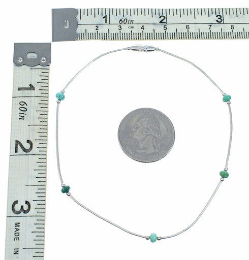 Liquid Silver And Turquoise Bead Anklet SX10619